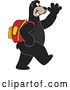 Vector Illustration of a Cartoon Black Bear School Mascot Wearing a Backpack, Walking and Waving by Mascot Junction