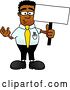 Vector Illustration of a Cartoon Black Business Man Mascot Holding a Blank Sign by Mascot Junction