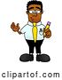 Vector Illustration of a Cartoon Black Business Man Mascot Holding a Yellow Pencil by Mascot Junction