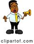 Vector Illustration of a Cartoon Black Business Man Mascot Screaming into a Megaphone by Mascot Junction