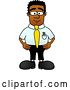 Vector Illustration of a Cartoon Black Business Man Mascot Standing with His Hands on His Hips While Supervising Employees by Mascot Junction