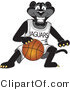 Vector Illustration of a Cartoon Black Jaguar Mascot Dribbling a Basketball by Mascot Junction