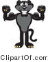 Vector Illustration of a Cartoon Black Jaguar Mascot Flexing His Muscles by Mascot Junction