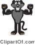 Vector Illustration of a Cartoon Black Jaguar Mascot Flexing His Muscles by Toons4Biz
