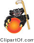 Vector Illustration of a Cartoon Black Jaguar Mascot Grabbing a Field Hockey Ball by Mascot Junction