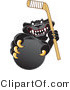 Vector Illustration of a Cartoon Black Jaguar Mascot Grabbing a Hockey Puck by Toons4Biz