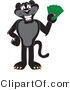 Vector Illustration of a Cartoon Black Jaguar Mascot Holding Cash by Mascot Junction