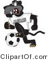 Vector Illustration of a Cartoon Black Jaguar Mascot Kicking a Soccer Ball by Mascot Junction