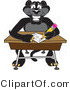 Vector Illustration of a Cartoon Black Jaguar Mascot Taking a Quiz by Mascot Junction