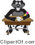 Vector Illustration of a Cartoon Black Jaguar Mascot Taking a Quiz by Toons4Biz