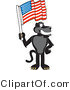 Vector Illustration of a Cartoon Black Jaguar Mascot Waving an American Flag by Mascot Junction