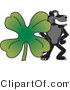 Vector Illustration of a Cartoon Black Jaguar Mascot with a Clover by Mascot Junction