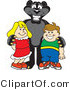 Vector Illustration of a Cartoon Black Jaguar Mascot with Children by Mascot Junction