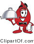 Vector Illustration of a Cartoon Blood Droplet Mascot Dressed As a Waiter and Holding a Serving Platter by Mascot Junction