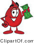 Vector Illustration of a Cartoon Blood Droplet Mascot Holding a Dollar Bill by Mascot Junction