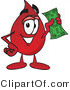 Vector Illustration of a Cartoon Blood Droplet Mascot Holding a Dollar Bill by Toons4Biz