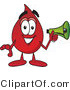 Vector Illustration of a Cartoon Blood Droplet Mascot Holding a Megaphone by Mascot Junction