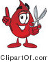 Vector Illustration of a Cartoon Blood Droplet Mascot Holding a Pair of Scissors by Toons4Biz