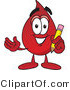 Vector Illustration of a Cartoon Blood Droplet Mascot Holding a Pencil by Mascot Junction