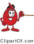 Vector Illustration of a Cartoon Blood Droplet Mascot Holding a Pointer Stick by Mascot Junction