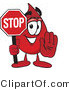 Vector Illustration of a Cartoon Blood Droplet Mascot Holding a Stop Sign by Mascot Junction