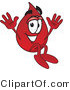 Vector Illustration of a Cartoon Blood Droplet Mascot Jumping by Mascot Junction