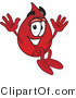 Vector Illustration of a Cartoon Blood Droplet Mascot Jumping by Toons4Biz