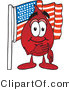 Vector Illustration of a Cartoon Blood Droplet Mascot Pledging Allegiance to an American Flag by Mascot Junction