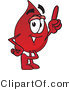 Vector Illustration of a Cartoon Blood Droplet Mascot Pointing Upwards by Toons4Biz
