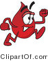 Vector Illustration of a Cartoon Blood Droplet Mascot Running by Toons4Biz