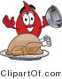 Vector Illustration of a Cartoon Blood Droplet Mascot Serving a Thanksgiving Turkey on a Platter by Mascot Junction