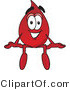 Vector Illustration of a Cartoon Blood Droplet Mascot Sitting by Mascot Junction