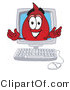 Vector Illustration of a Cartoon Blood Droplet Mascot Waving from Inside a Computer Screen by Toons4Biz