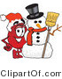 Vector Illustration of a Cartoon Blood Droplet Mascot with a Snowman on Christmas by Mascot Junction