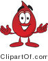 Vector Illustration of a Cartoon Blood Droplet Mascot with Welcoming Open Arms by Mascot Junction