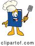 Vector Illustration of a Cartoon Blue Book Mascot Chef Wearing a Toque and Holding a Spatula by Mascot Junction