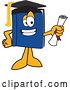 Vector Illustration of a Cartoon Blue Book Mascot Graduate Holding a Diploma by Mascot Junction