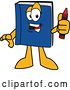 Vector Illustration of a Cartoon Blue Book Mascot Holding a Crayon by Mascot Junction