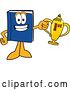 Vector Illustration of a Cartoon Blue Book Mascot Holding a First Place Trophy by Mascot Junction