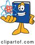 Vector Illustration of a Cartoon Blue Book Mascot Holding an Atom by Mascot Junction