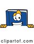 Vector Illustration of a Cartoon Blue Book Mascot Smiling over a Sign by Mascot Junction