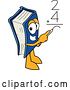 Vector Illustration of a Cartoon Blue Book Mascot Solving a Math Addition Problem by Mascot Junction