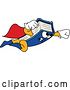 Vector Illustration of a Cartoon Blue Book Mascot Super Hero Flying by Toons4Biz