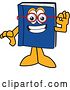 Vector Illustration of a Cartoon Blue Book Mascot Wearing Glasses by Mascot Junction