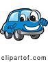 Vector Illustration of a Cartoon Blue Car Mascot Searching with a Magnifying Glass by Mascot Junction