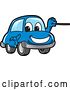 Vector Illustration of a Cartoon Blue Car Mascot Using a Pointer Stick by Mascot Junction