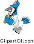 Vector Illustration of a Cartoon Blue Jay Mascot Batting by Mascot Junction