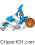 Vector Illustration of a Cartoon Blue Jay Mascot Dribbling a Basketball by Mascot Junction