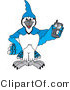 Vector Illustration of a Cartoon Blue Jay Mascot Holding a Cell Phone by Mascot Junction