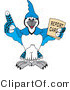 Vector Illustration of a Cartoon Blue Jay Mascot Holding a Report Card by Mascot Junction